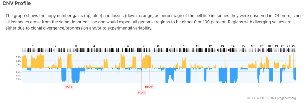 Genes of interest shown on CNV profile