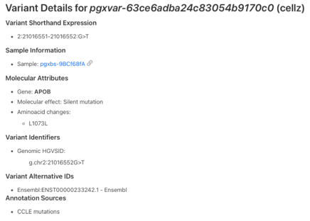 Variant details CCLE